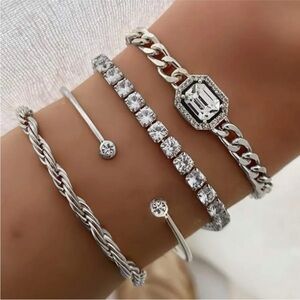 Silver layered bracelets